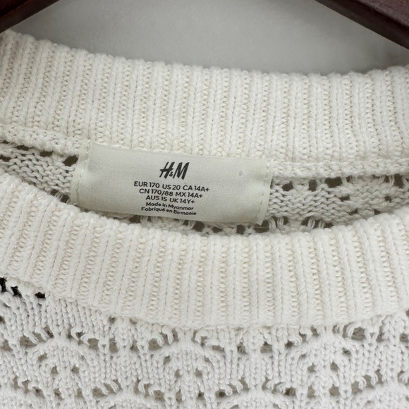 H&M Girls White Pointelle-Knit Sweater — Size US 20 - Picture 3 of 5